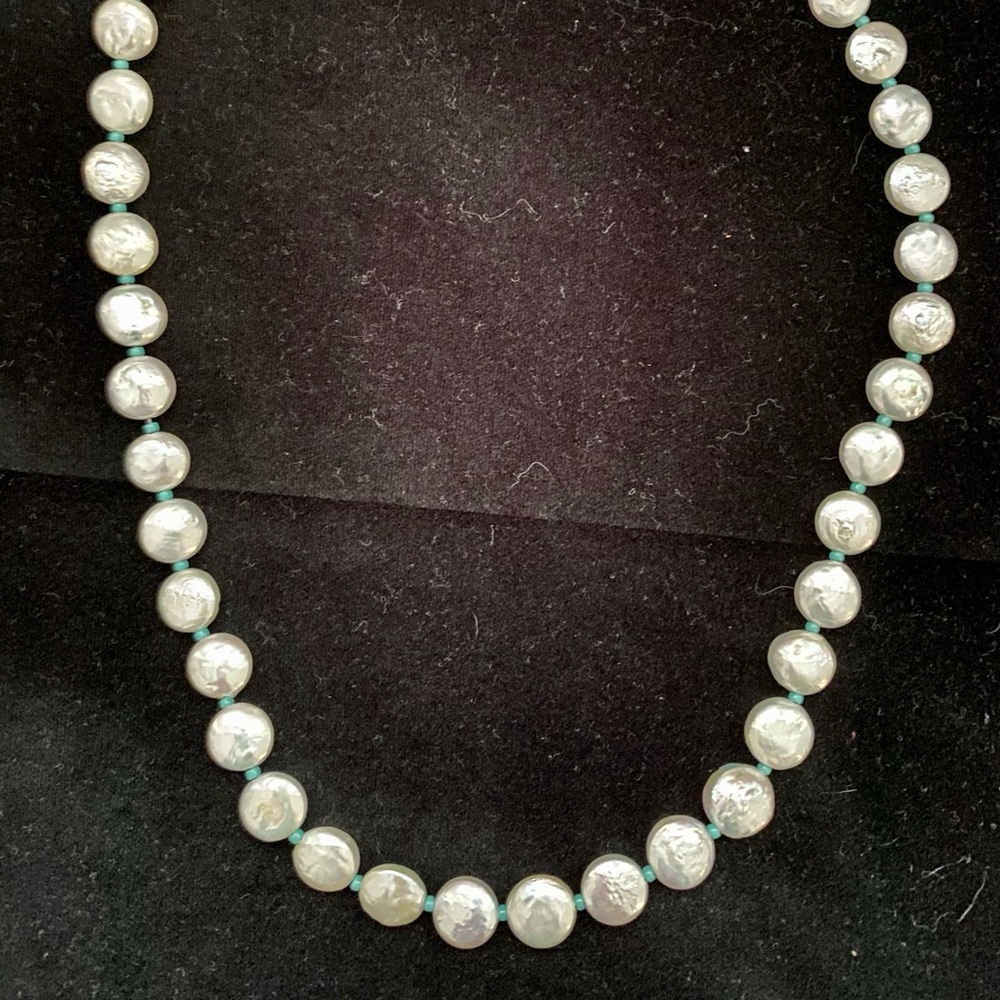 Fresh water pearl & turquoise necklace.